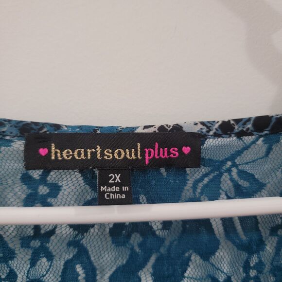 Womens Top Size 2X Blue Animal Print Leopard Striped Peasant Sheer - Picture 4 of 7